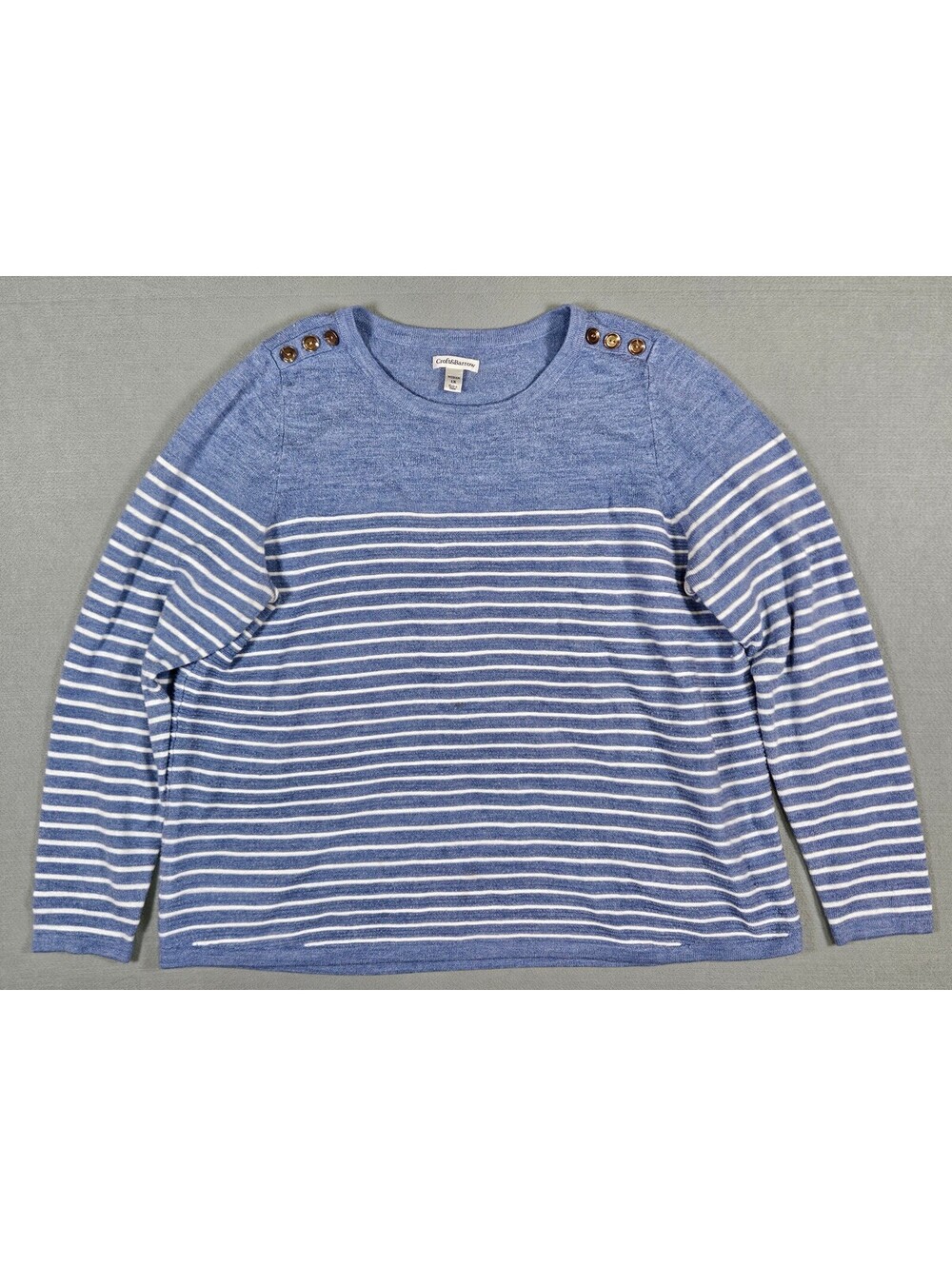 Croft & Barrow Womens Blue Striped Acrylic Knit Sweater 1X